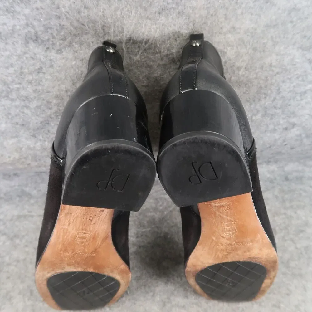 Donald Pliner Shoe Women 8 Bootie Fashion Classic Leather Suede Block Heel Black